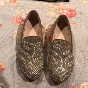 Zebra print bedazzled flats